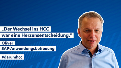 Profilbild Oliver Wittkuhn mit Schriftzug "Der Wechsel ins HCC war eine Herzensentscheidung". Profilbild Oliver Wittkuhn mit Schriftzug "Der Wechsel ins HCC war eine Herzensentscheidung".
